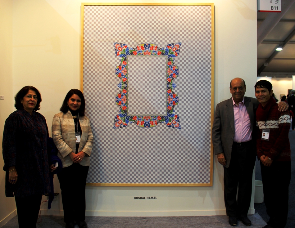  Mr Navin Chawla, Advisor, Madanjeet Singh Foundation Visits Mr Koshal Hamal's Art Work at India Art Fair