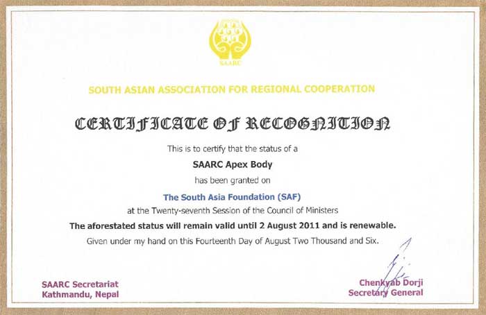 SAARC Certificate