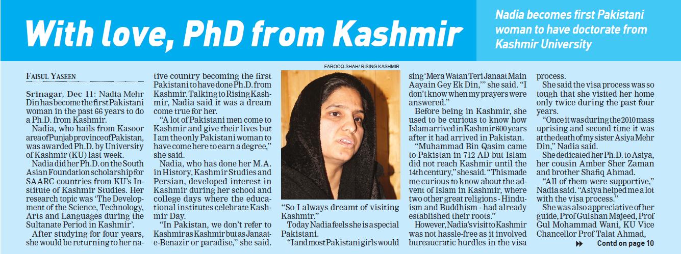 Nadia from Lahore completes phd from UMIKS, Kashmir-2