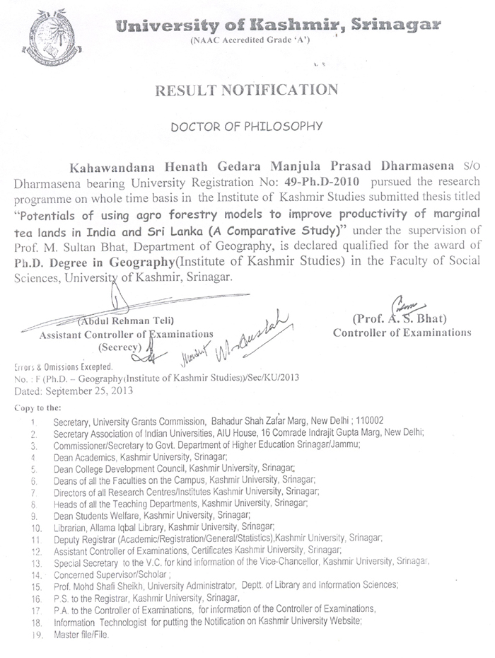 Phd Degree to 1st SAF Scholar at UMIKS