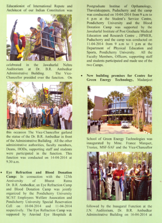 Extract of Pondicherry University Newsletter for UMSGET and UNISARC uploaded by Sunil Binjola