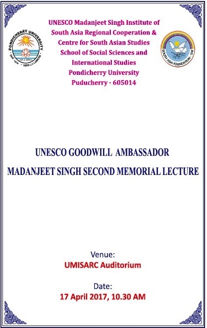 UNESCO Goodwill ambassador Madanjeet Singh Second Memorial Lecture