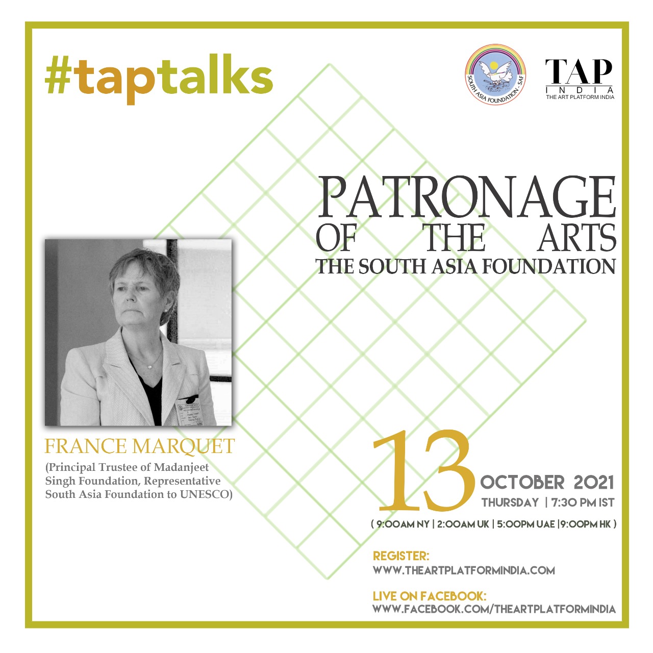 Madam France Marquet, Trustee MSF and SAF representative to UNESCO attending Partonage of the Arts the South Asia Foundation
