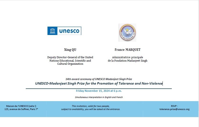 UNESCO-Madanjeet Singh Prize for the Promotion of Tolerance and Non-Violence