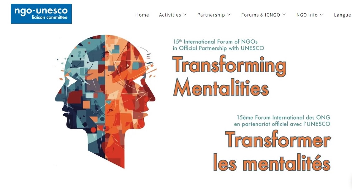 Mme France Marquet, SAF Representative to UNESCO, attended 15th International Forum of NGOs in Official Partnership with UNESCO-Transforming Mentalities