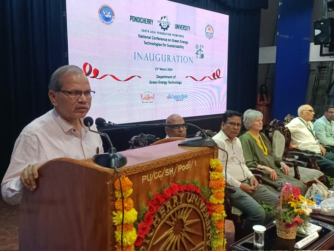 South Asia Foundation, India, Hon’ble CM of Puducherry Shri Rangaswamy, Govt of Puducherry, Puducherry Tourism, Canara Bank, Solon India Pvt Ltd, Ather Electric, Association for Promoting Sustainability in Campuses and Communities, M/s. The National Scientific, Laser Spectra Services India Pvt. Ltd, CHEMFAB Alkalis Limited, Global Sustainable Energy Solutions, Sisco Research Laboratories (SRL) Pvt. Ltd, Sai Scientific & Surgicals, TVS Electric, and Entuple Technologies Pvt ltd for their support in organizing the conference.