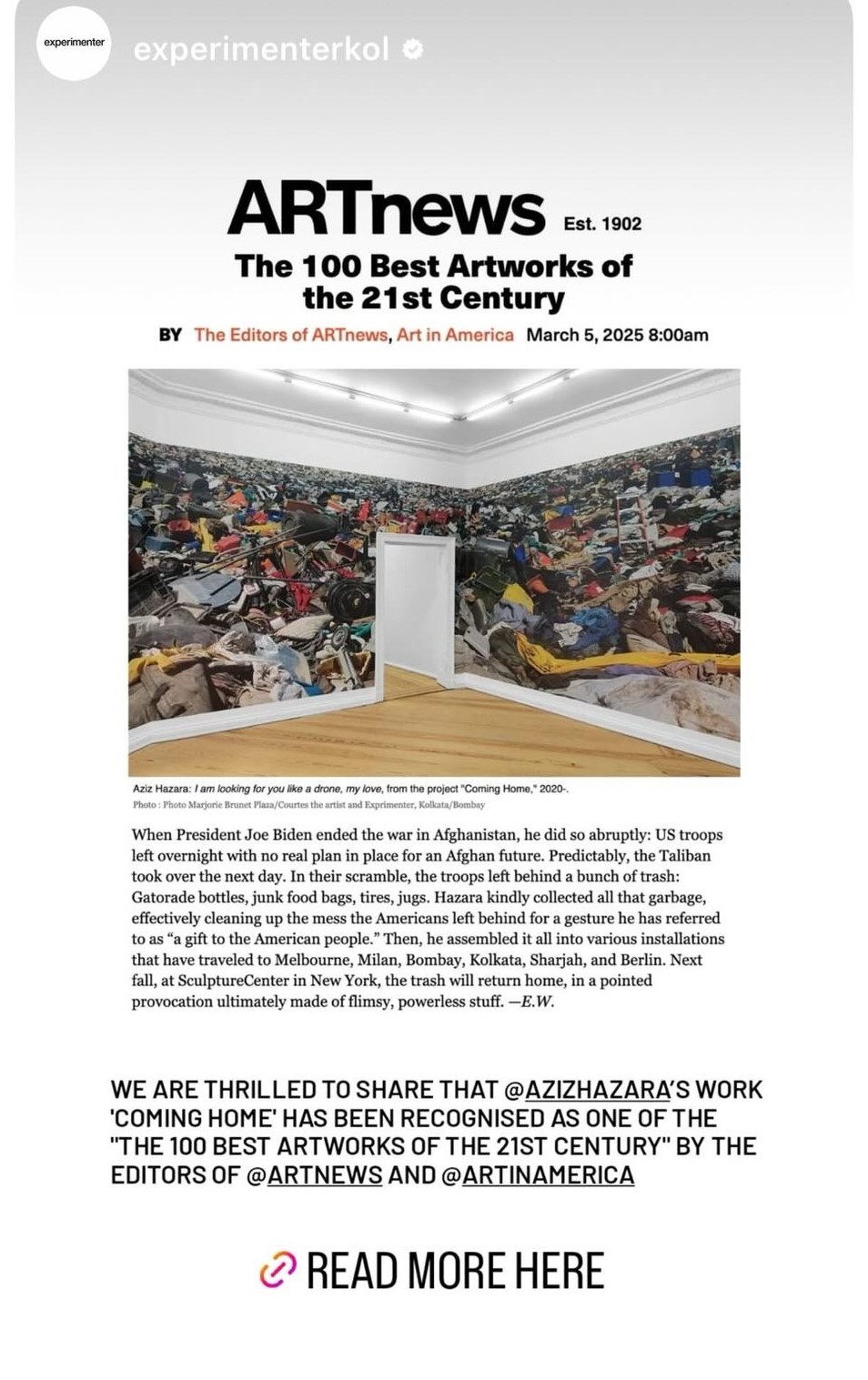 Mr. Aziz Hazara, BNU Alumnus Recognized Among the Best 100 Artworks of the 21st Century
