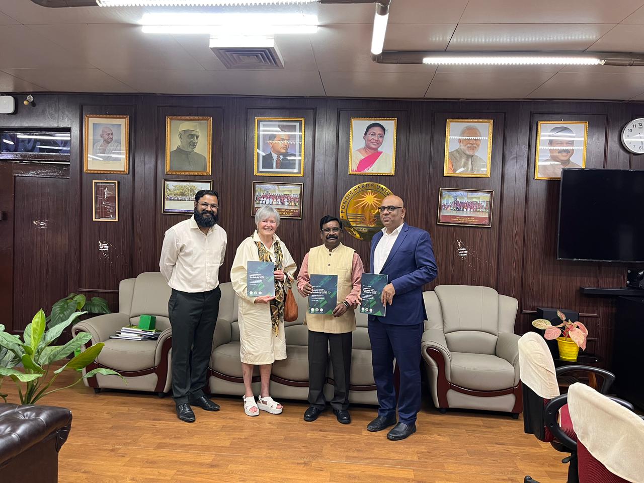 Madam France Marquet, SAF Representative to UNESCO, Engages with Pondicherry University Leadership and ICEWSE 2025 Participants