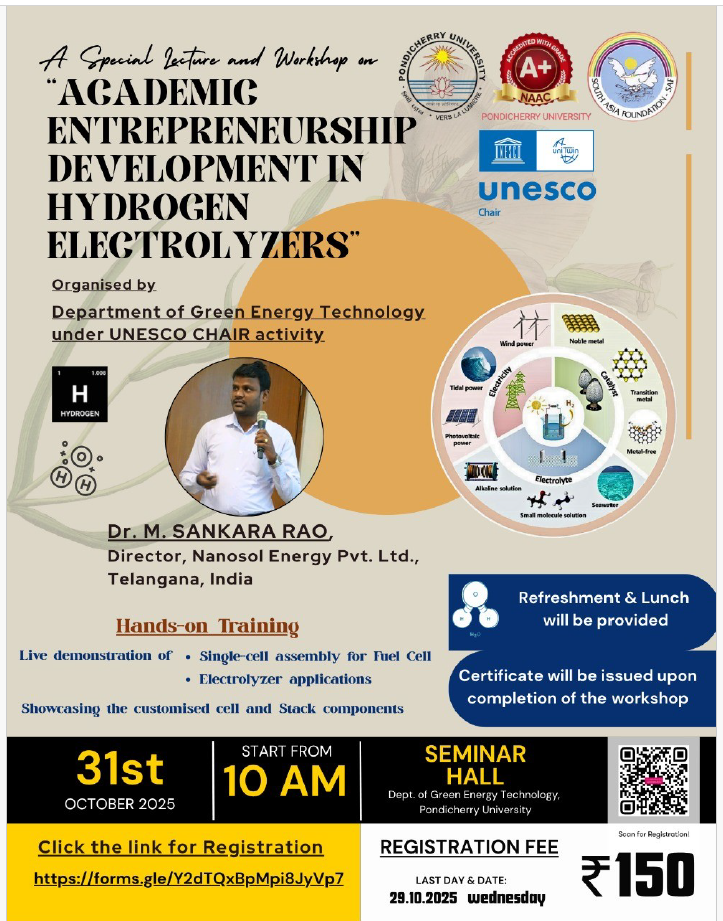 Academic Entrepreneurship Development in Hydrogen Electrolyzers by UMSGET Under UNESCO Chair